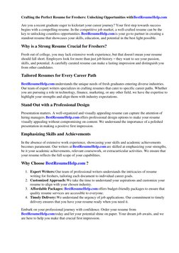 Crafting the Perfect Resume for Freshers: Unlocking Opportunities with BestResumeHelp.com (https://Resume-For-Freshers-Softwa