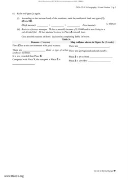 2021-22 / F.1 Geography / Exam Practice 2 / p.2
Go on to the next page
(c)
Refer to Figure 2a again.
(i)
According to the in