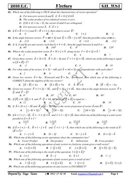 MCQs on Vectors for Class 11 | PDF | Euclidean Vector | Force
