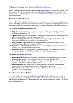 Crafting an Outstanding Linux Resume with BestResumeHelp.com (https://Linux-Resume.BestResumeHelp.com) (https://Linux-Resume.