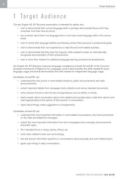 6
Ta r g e t  A u d i e n c e
H A N D B O O K  E N G L I S H  B U S I N E S S  t e l c  A 2 · B 1
1  Ta r ge t  A udienc e
Th