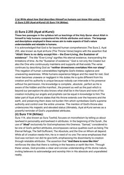2 (a) Write about how God describes Himself so humans can know Him using: [10] 
(i) Sura 2.255 (Ayat al-Kursi) (ii) Sura 114
