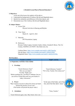 Philippine Folk Dance Lesson Plan | PDF | Dances