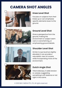 Camera Shot Angles and Sizes Guide | PDF | Close Up | Camera