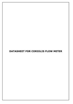 Coriolis Flow Meter Datasheet | PDF | Flow Measurement | Viscosity