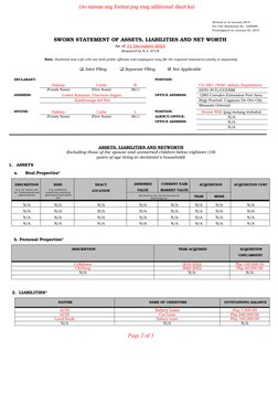 SALN Format and Sample for Teachers | PDF | Financial Accounting | Money