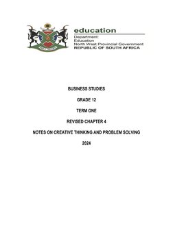 Grade 12 Creative Thinking & Problem Solving | PDF | Creativity ...