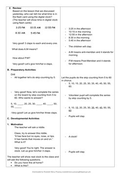Grade 2 Lesson Plan: Telling Time | PDF | Lesson Plan | Learning
