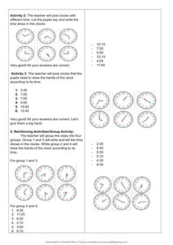 Grade 2 Lesson Plan: Telling Time | PDF | Lesson Plan | Learning