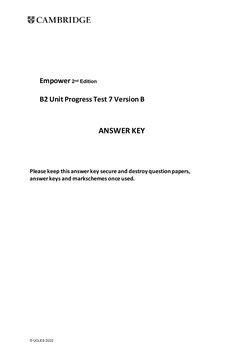 Empower B2 Unit 7 Test Answer Key | PDF