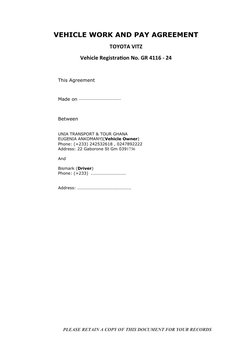 Vehicle Work and Pay Agreement Form | PDF | Transport | Vehicles