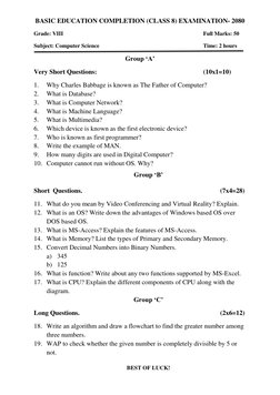 Class 8 Computer Exam Paper 2080 | PDF | Computer Data Storage ...