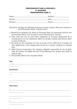 Performance Tasks for Grade 6 Students | PDF | Area | Rubric (Academic)