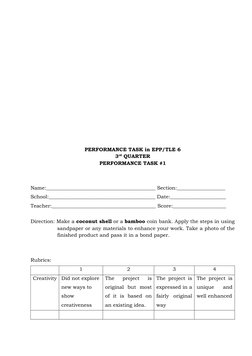 Performance Tasks for Grade 6 Students | PDF | Area | Rubric (Academic)