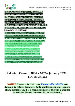 January 2024 Pakistan Current Affairs MCQs | PDF | Multiple Choice ...