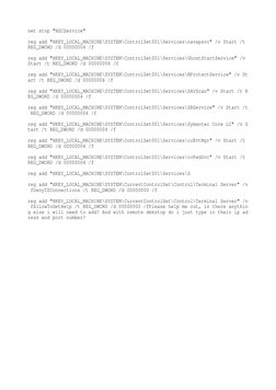 net stop "NSCService" 
reg add "HKEY_LOCAL_MACHINE\SYSTEM\ControlSet001\Services\navapsvc" /v Start /t 
REG_DWORD /d 00000004