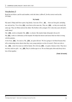 Cambridge Global English 7 Unit Test | PDF | English Language