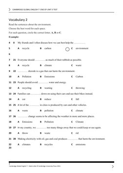 Cambridge Global English 7 Unit 3 Test | PDF | Pollution | Recycling