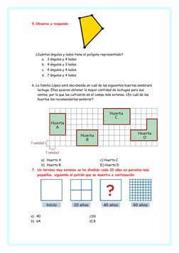 5.Observa y responde:
¿Cuántos ángulos y lados tiene el polígono representado?
a.
3 ángulos y 4 lados.
b. 4 ángulos y 3 lados
