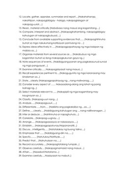 Behavioral Objectives in Filipino | PDF | Knowledge | Perception