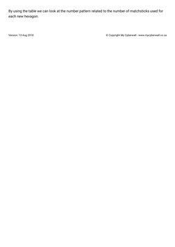 Version: 13 Aug 2018
© Copyright My Cyberwall - www.mycyberwall.co.za
By using the table we can look at the number pattern re