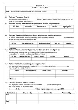 Annual Product Quality Review Format | PDF | Packaging And Labeling ...
