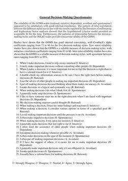 General Decision Making Questionnaire.pdf General Decision-Making Style Analysis | PDF | Decision Making | Psychology