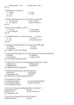 HTML Question Bank for Class 8 | PDF | Html Element | Html