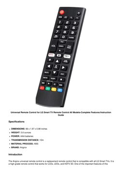 Lg Tv Remote User Guide.pdf LG Smart TV Universal Remote Guide | PDF | Remote Control | Display ...