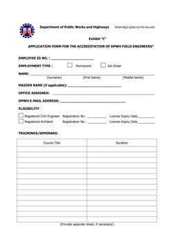 DPWH Field Engineer Accreditation Form | PDF | Engineer