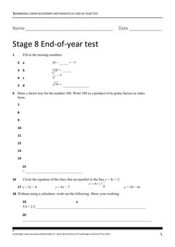 Year 8 Maths End-of-Year Test | PDF | Area | Mathematics