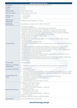 Analizador
Analizador Bioquímico Semi automatizado BC300
Modelo
BC 300
Marca
Contec 
Metodología
Espectrofotometría
Tipo de m