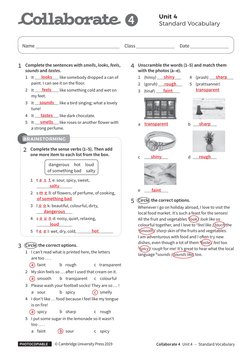 Vocabulary Exercises for Collaborate 4 | PDF | Taste | Foods
