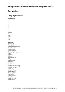 Pre-Intermediate Progress Test 2 Answers | PDF