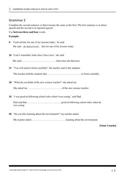Cambridge Global English 9 Unit 6 Test | PDF