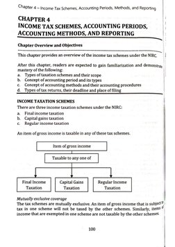 Chapter 4 - Income Tax Schemes, Accounting Periods, Methods, and Reporting 
CHAPTER4 
INCOME TAX SCHEMES, ACCOUNTING PERIODS,