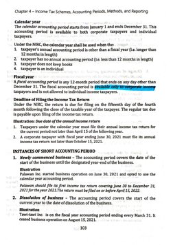Chapter 4 - Income Tax Schemes, Accounting Periods, Methods, and Reporting 
Calendar year 
The calendar accounting period sta
