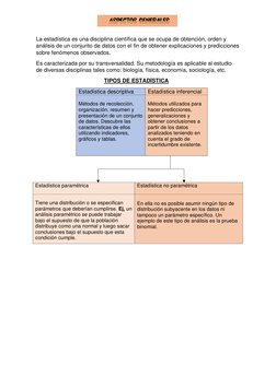 La estadística es una disciplina científica que se ocupa de obtención, orden y 
análisis de un conjunto de datos con el f