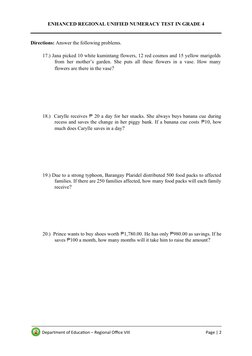 Grade 4 Enhanced Numeracy Test | PDF | Business | Teaching Methods ...