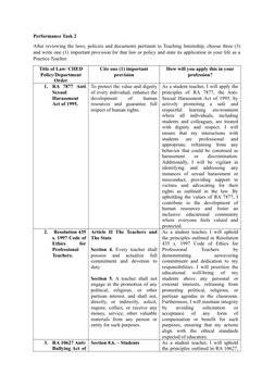 Performance Task 2
After reviewing the laws, policies and documents pertinent to Teaching Internship, choose three (3)
and wr