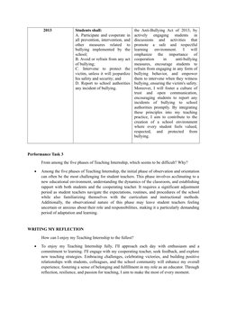 2013
Students shall: 
A. Participate and cooperate in
all prevention, intervention, and
other  measures  related  to
bullying