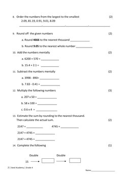 Grade 4 Term 1 Maths Assessment | PDF | Mathematics