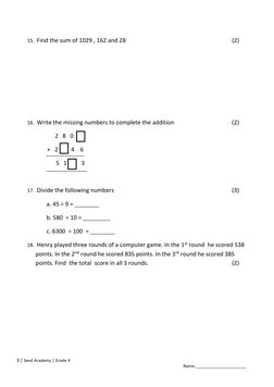 Grade 4 Term 1 Maths Assessment | PDF | Mathematics