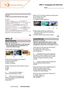 Business Partner B1 Unit 3 Test | PDF | Human Communication | Cognition