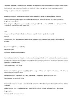 Secuencias avanzadas: Programación de secuencias de movimientos más complejas y tareas específicas para robots.
Depuración de