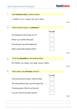 Year 5 Grammar & Punctuation Test | PDF | Adverb | Sentence (Linguistics)