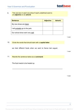 Year 5 Grammar & Punctuation Test | PDF | Adverb | Sentence (Linguistics)