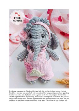 Free Cute Amigurumi Elephant Pattern | PDF | Crochet | Amigurumi