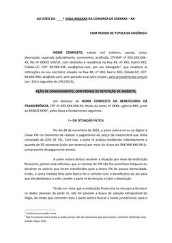 AO JUÍZO DA ____ª VARA XXXXXXX DA COMARCA DE XXXXXXX – XX:
COM PEDIDO DE TUTELA DE URGÊNCIA!
NOME  COMPLETO,  estado  civil