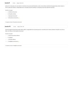 Questão 9
Correto
Atingiu 1,00 de 1,00
Julie sorri e é educada com uma cliente no momento em que ela está fechando a conta, m